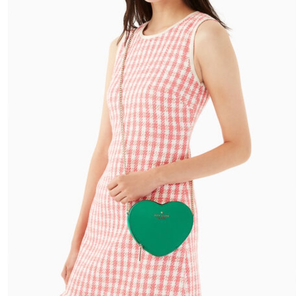 Kate spade love shack mini heart chain crossbody green bean Tik tok nwt pride - Picture 5 of 5